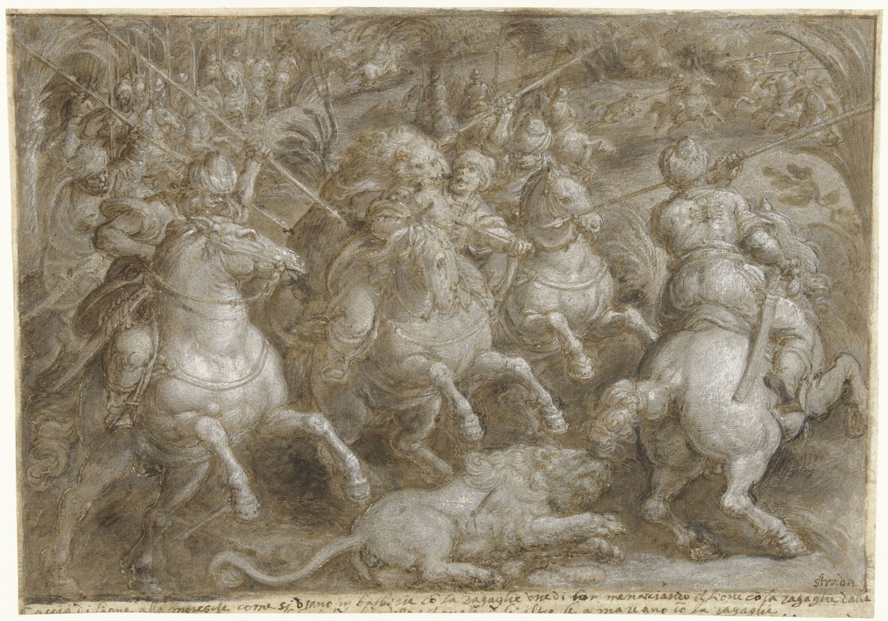 Jacht op Perzische leeuwen (Jachtpartijen, dl. 2) door Jan van der Straet
