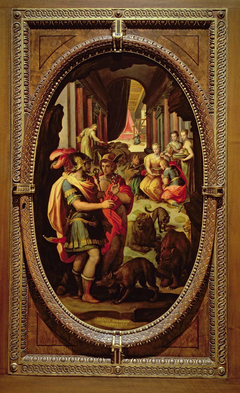 Ulysses, Mercurius en Circe, 1570 door Jan van der Straet