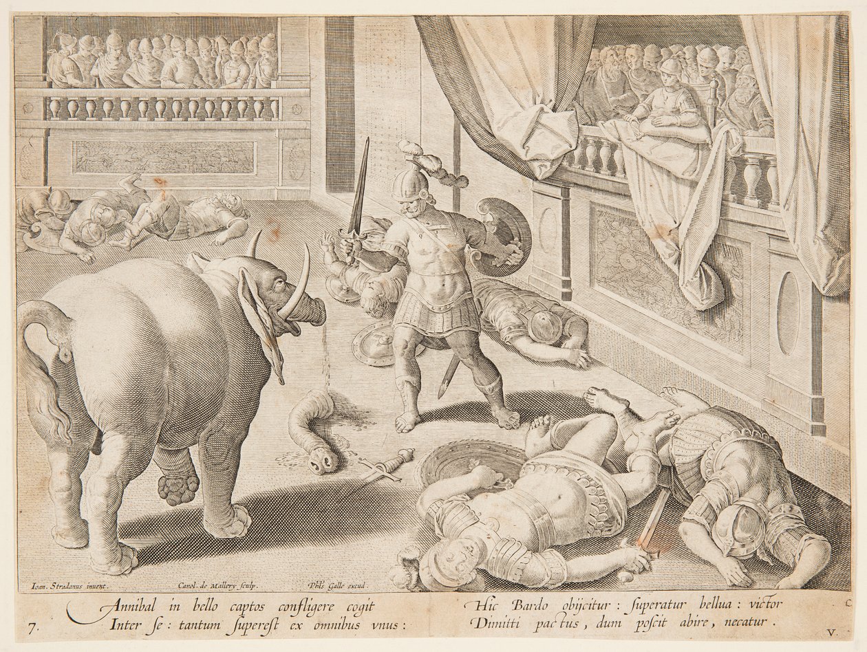 Een Romeinse Soldaat die vecht tegen een van Hannibal