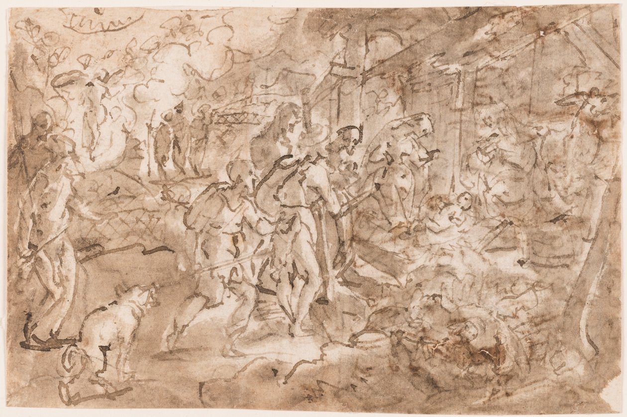 Aanbidding van de herders door Jan van der Straet, called Stradanus