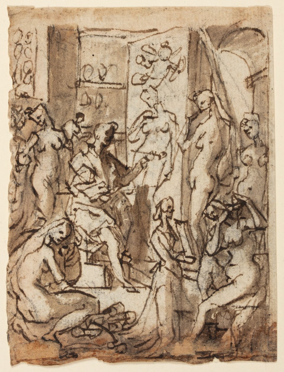 Recto: Zeuxis schildert Helena; Verso: Studies van figuren voor een illustratie van de achtste cirkel, tiende bolgia van Dante