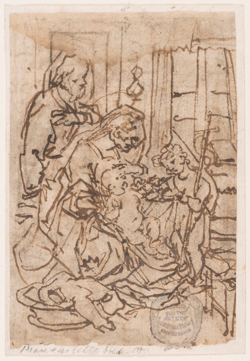 De Heilige Familie en St. Johannes de Doper door Jan van der Straet, called Stradanus