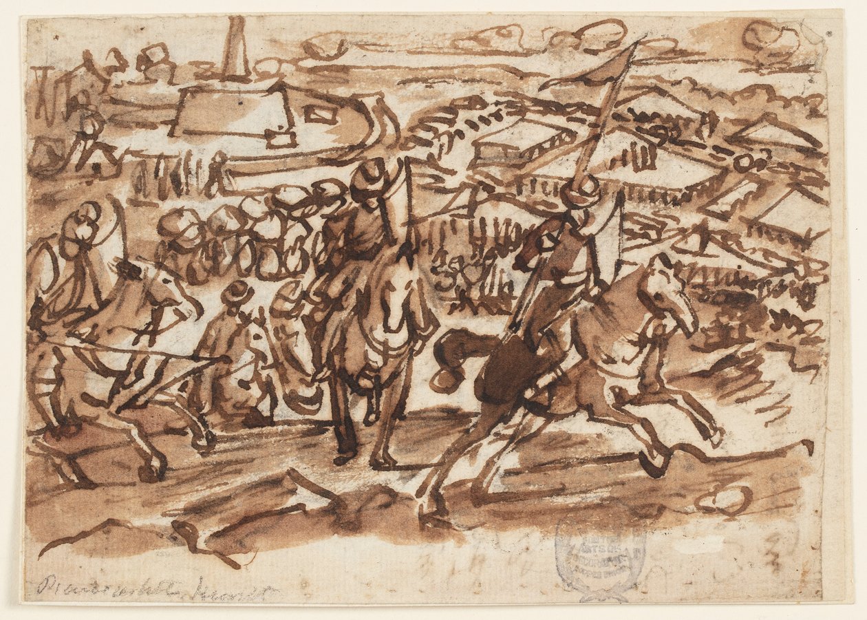 De terugtocht van de Turken na het beleg van Wenen in 1529 door Jan van der Straet, called Stradanus