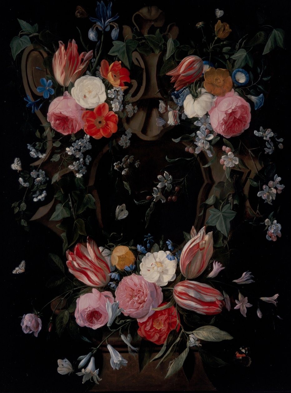 Een bloemenkrans door Jan van the Elder Kessel