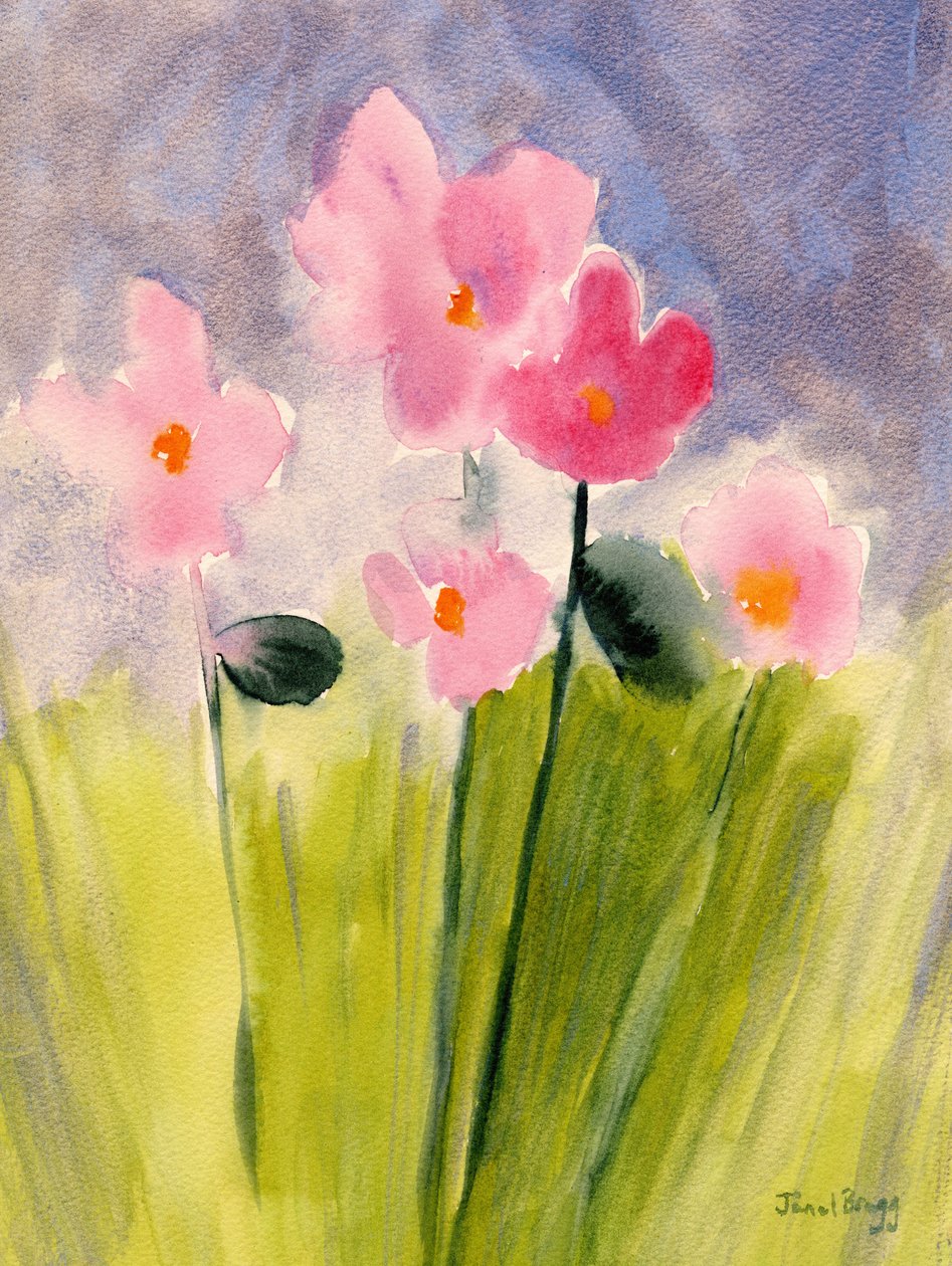 Bloemen in de tussentijd, ca. 2024 (aquarel op papier) door Janel Bragg