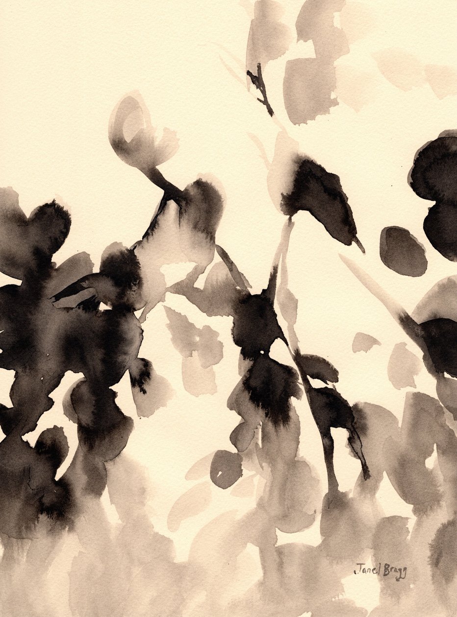 Bladeren Abstract in Inkt II, ca. 2019 door Janel Bragg