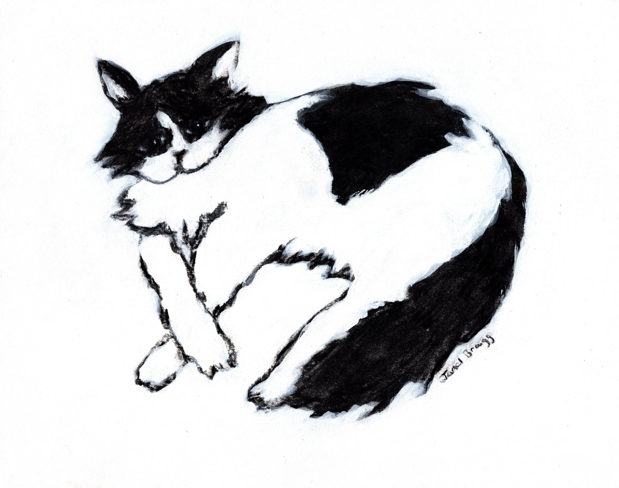 Thomas Lounging II, c. 2019 (gemengde techniek op papier) door Janel Bragg