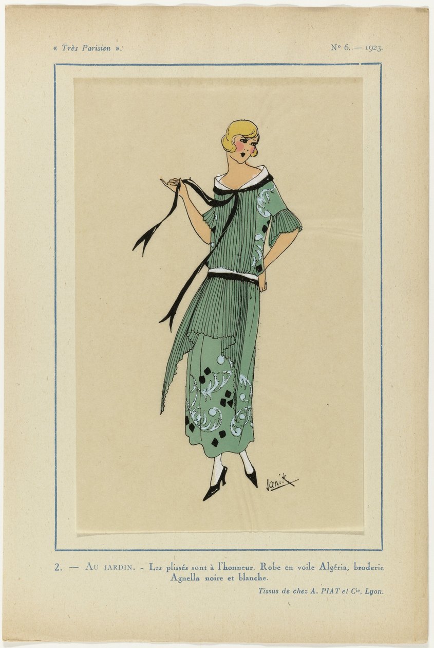 Très Parisien, 1923, No 6: 2.- AU JARDIN. Les plissés sont à l