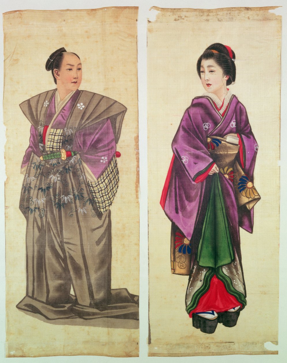 Twee Japanse Figuren door Japanese School