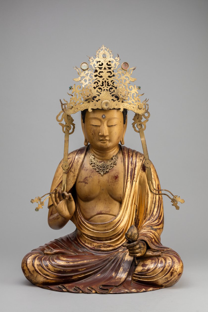 Bodhisattva Kannon met een lotusbloem door Japanese School
