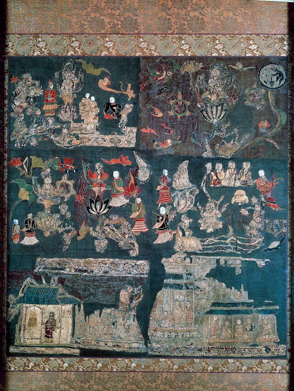 Boeddhistisch paradijs, verhaal van de Chan Mystic, Chuguji Tempel, Nara, Asuka Periode, Japanse beschaving door Japanese School