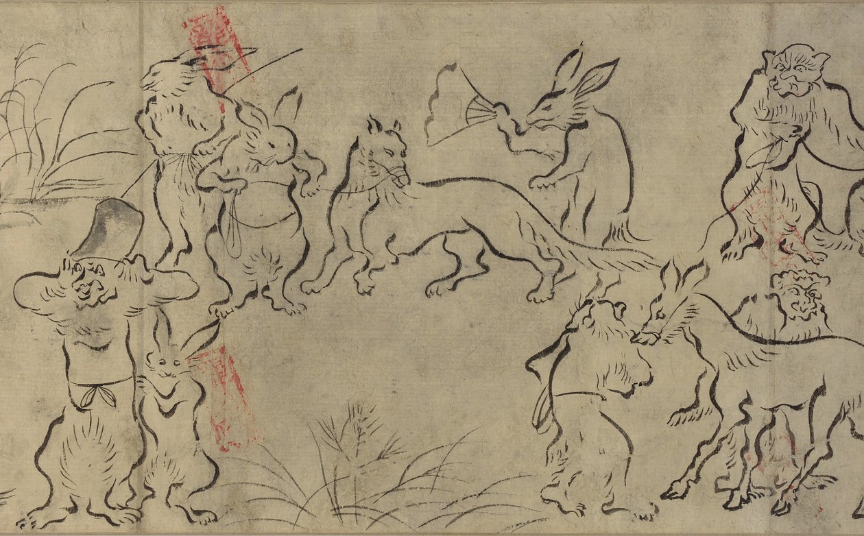 Speelse dieren (Choju Giga) Muromachi-periode door Japanese School