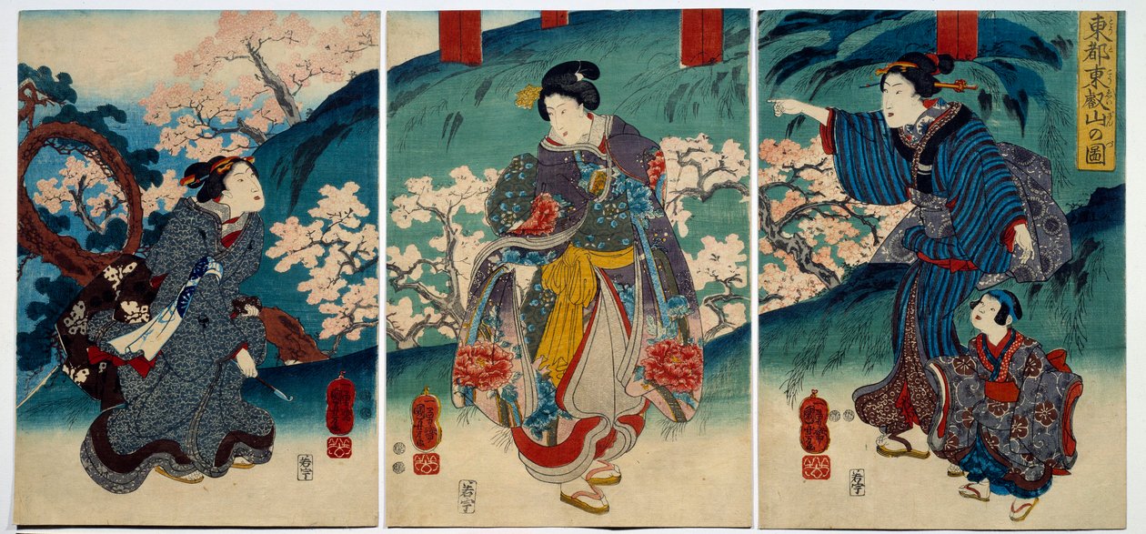 Japanse kunst: vrouwen in de lente door Japanese School