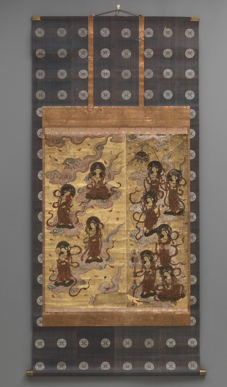 Muurschildering: Afdaling van vijfentwintig bodhisattva