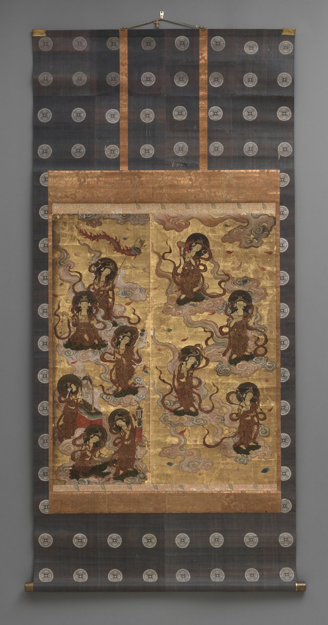 Muurschildering: Afdaling van vijfentwintig bodhisattva