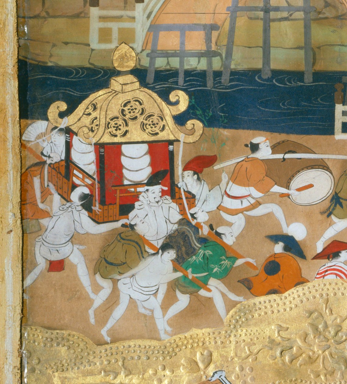Osakazu Byobu - Japans kamerscherm met acht panelen (schilderij) door Japanese School