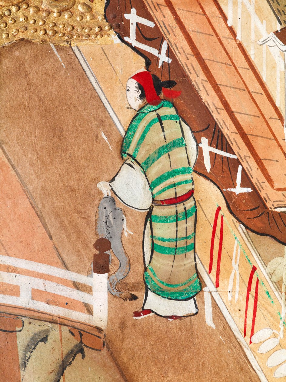 Osakazu Byobu - Japans kamerscherm met acht panelen (schilderij) door Japanese School