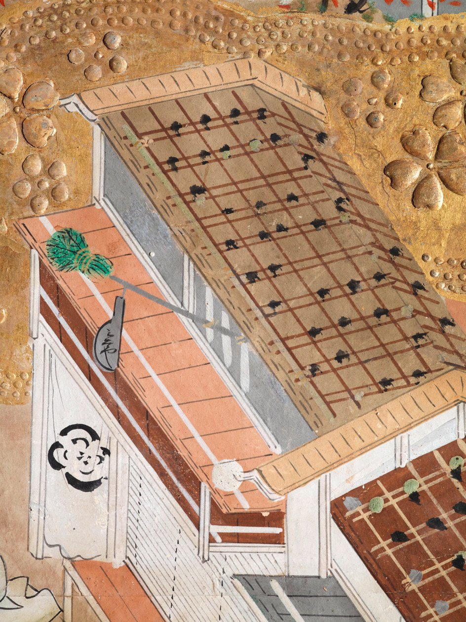 Osakazu Byobu - Japans kamerscherm met acht panelen (schilderij) door Japanese School
