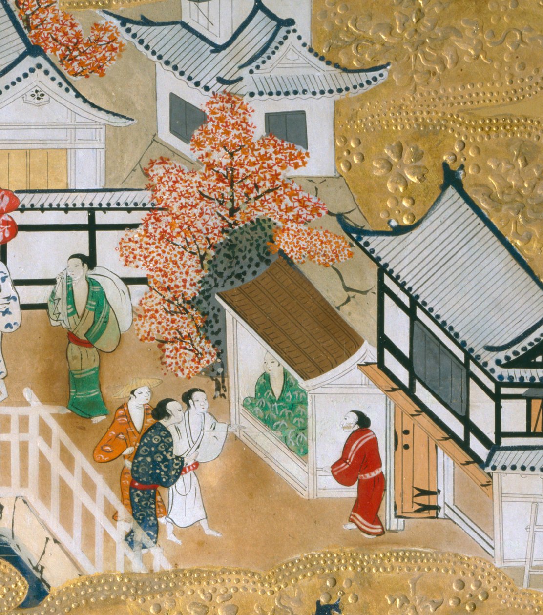 Osakazu Byobu - Japans kamerscherm met acht panelen (schilderij) door Japanese School