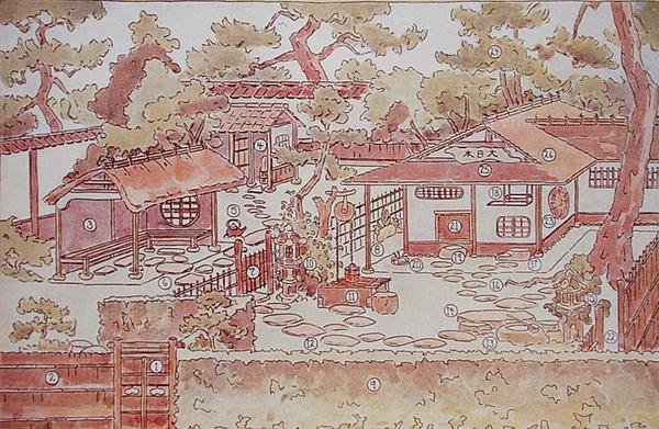Plan van een theetuin, eind 19e eeuw door Japanese School