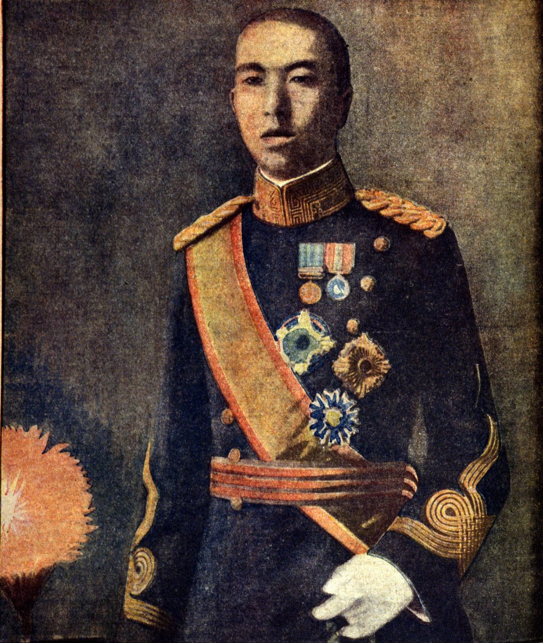 Portret van keizer Hirohito (1901 - 1989) tijdens de regententijd. Japanse pers van de jaren 1930. door Japanese School