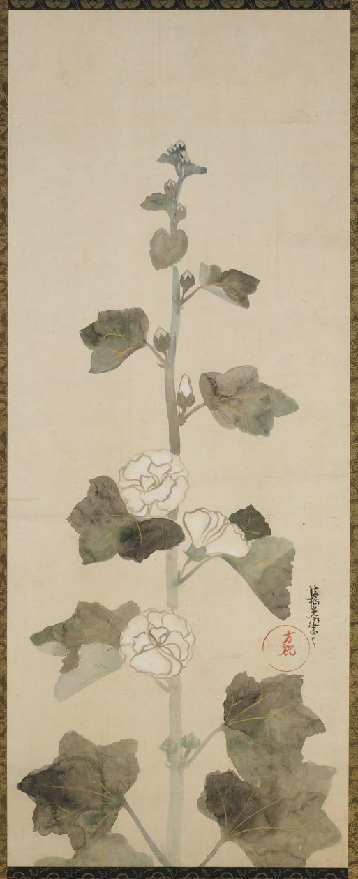 Witte stokrozen, Edo periode, 1615-1868 door Japanese School