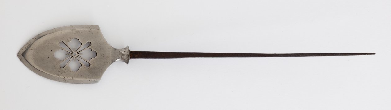 Yanone (pijlpunt) van plat type (hirane) met doorboord Hanabishi-ontwerp (staal) door Japanese School