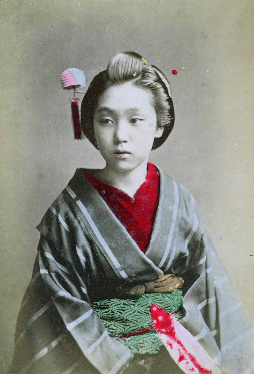 Jong Meisje in een Kimono, ca. 1860-70 door Japanese School