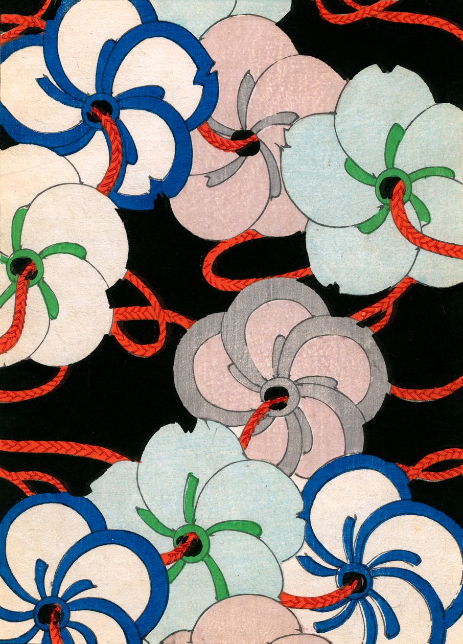 Kleuren houtsnede van Camellia Ornamenten door Japanese School