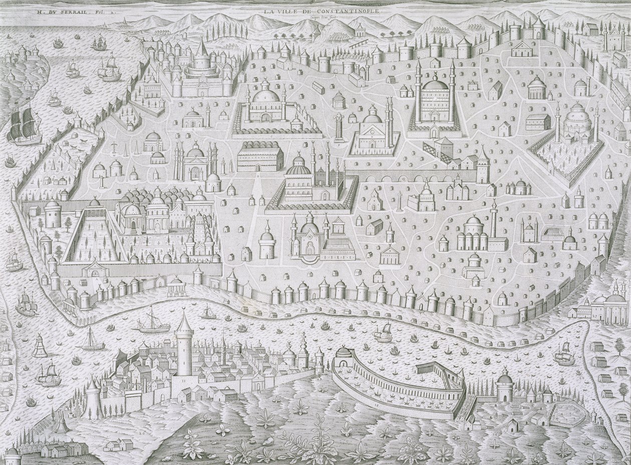 Stadskaart van Constantinopel, Turkije, ca. 1650 door Jaspar de Isaac