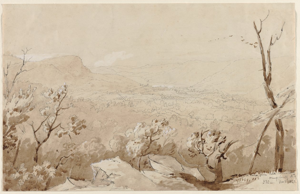 Een Uitzicht vanaf Bald Mountain, Orange County, N.Y., 1843 door Jasper Francis Cropsey