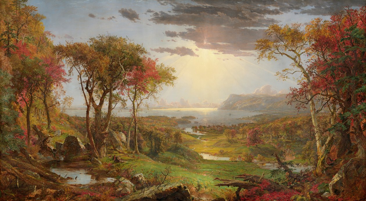 Herfst – Aan de Hudson-rivier door Jasper Francis Cropsey
