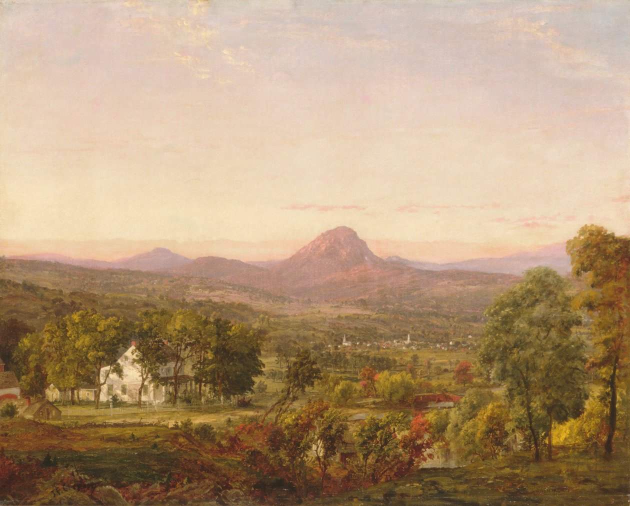 Herfstlandschap, Sugar Loaf Mountain, Orange County, New York door Jasper Francis Cropsey