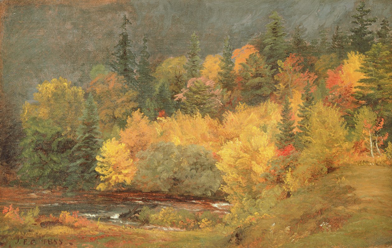 Herfst bij de beek, 1855 door Jasper Francis Cropsey