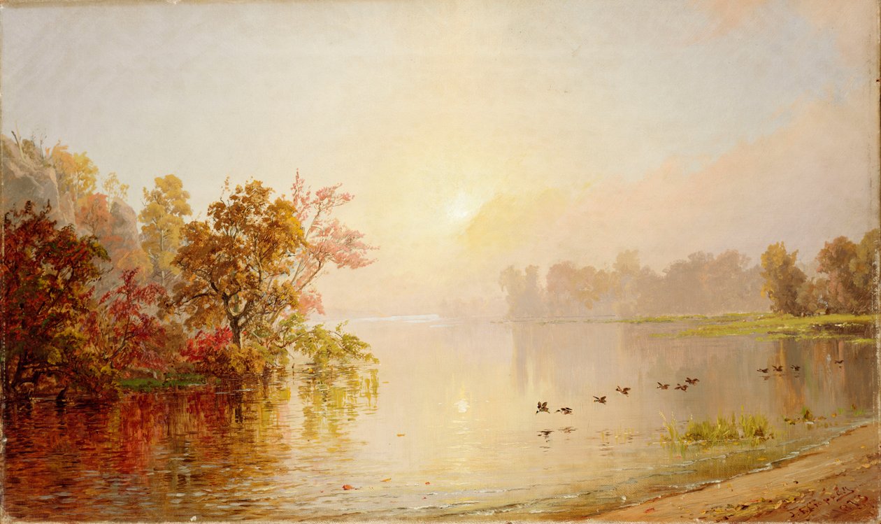Mistige middag - herfst, 1873 door Jasper Francis Cropsey