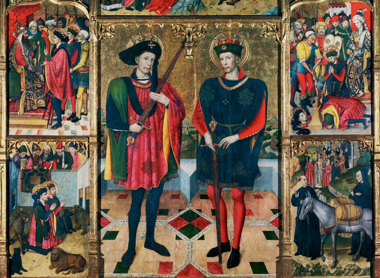 Altaar van de heiligen Abdon en Senen, afgebeeld in de ... door Jaume Huguet