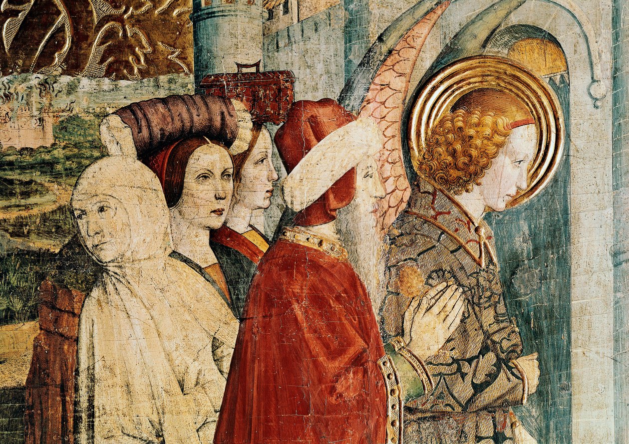 Altaarstuk van Sint Bernardin en de Beschermengel, detail van de vlucht van Lot door Jaume Huguet