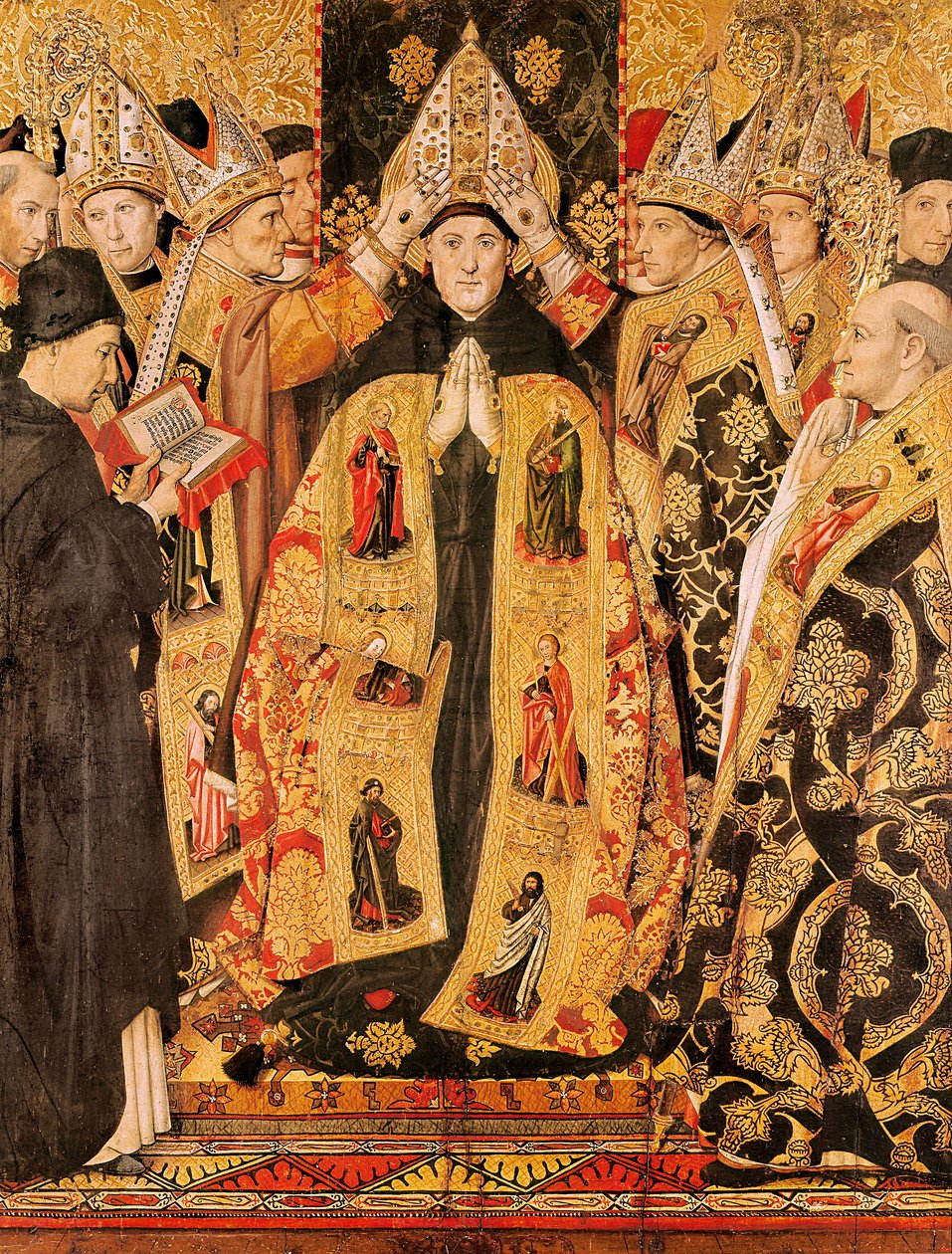 De Wijding van St. Augustinus van Hippo (detail) Altaarstuk van St. Augustinus. Detrempe op hout door Jaume Huguet. 1466-1475. Uit de kerk van St. Augustinus in Barcelona door Jaume Huguet