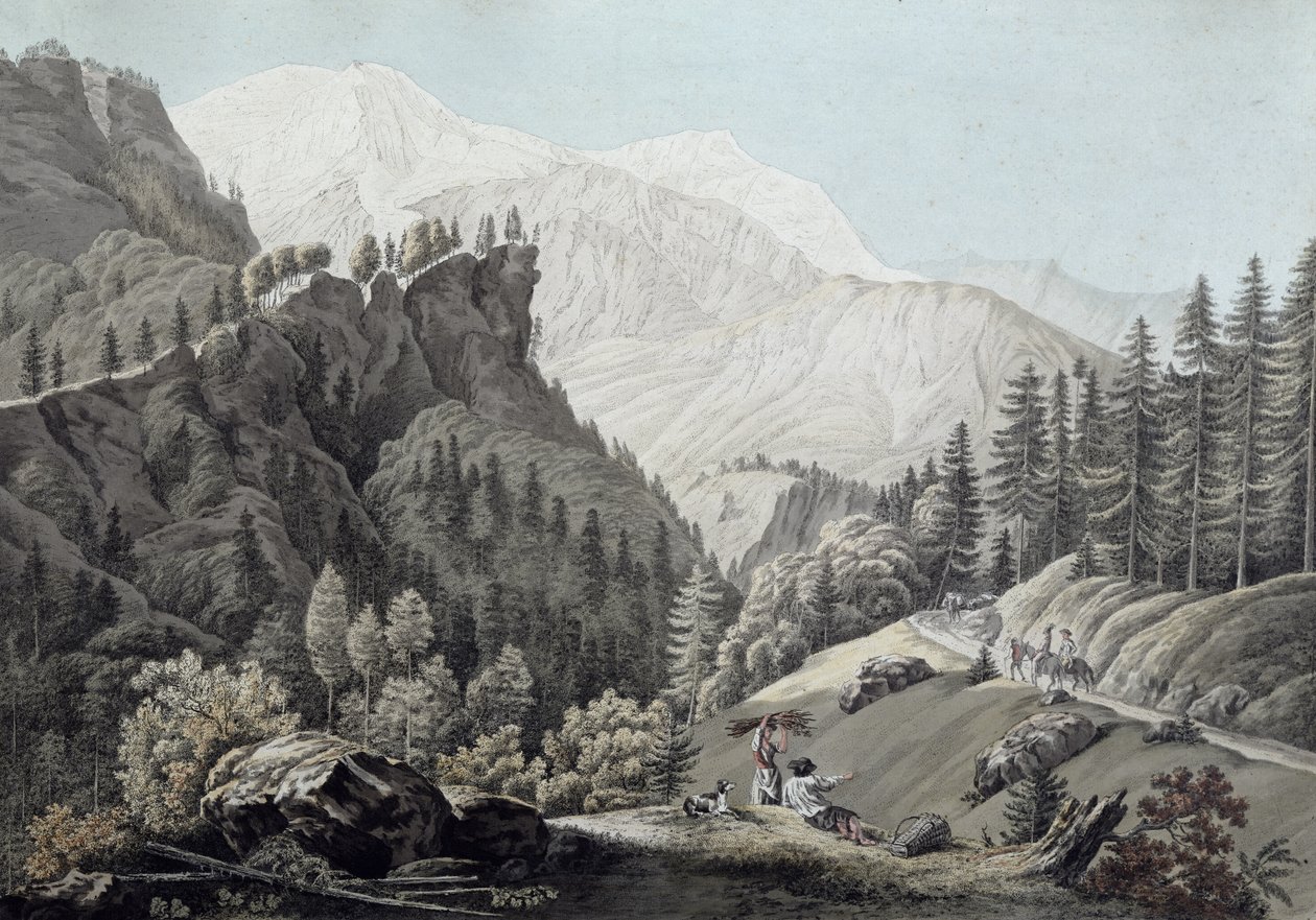 Zicht op de Chamonix-vallei, 1789 door Jean Antoine Linck