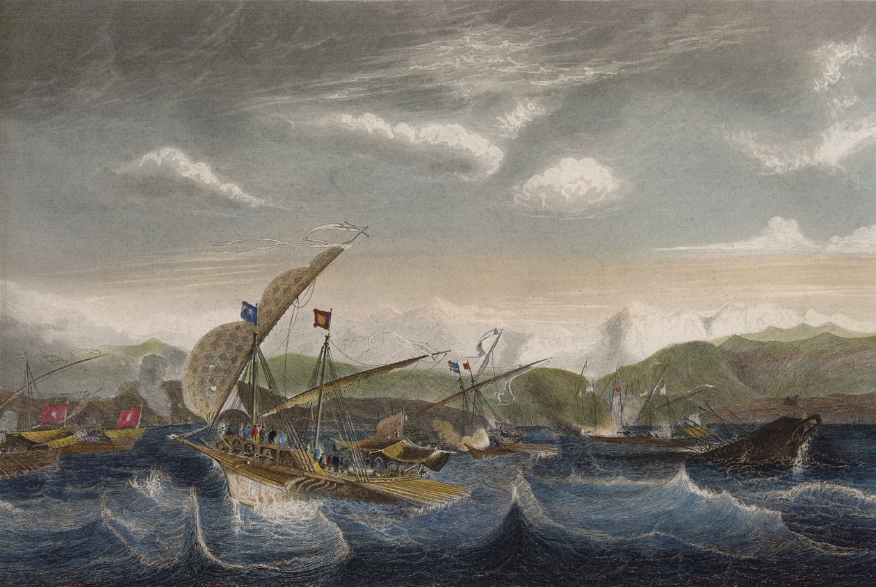 Andrea Doria verdrijft de Spaanse vloot voor de monding van de Var in 1524 door Jean Antoine Theodore Gudin