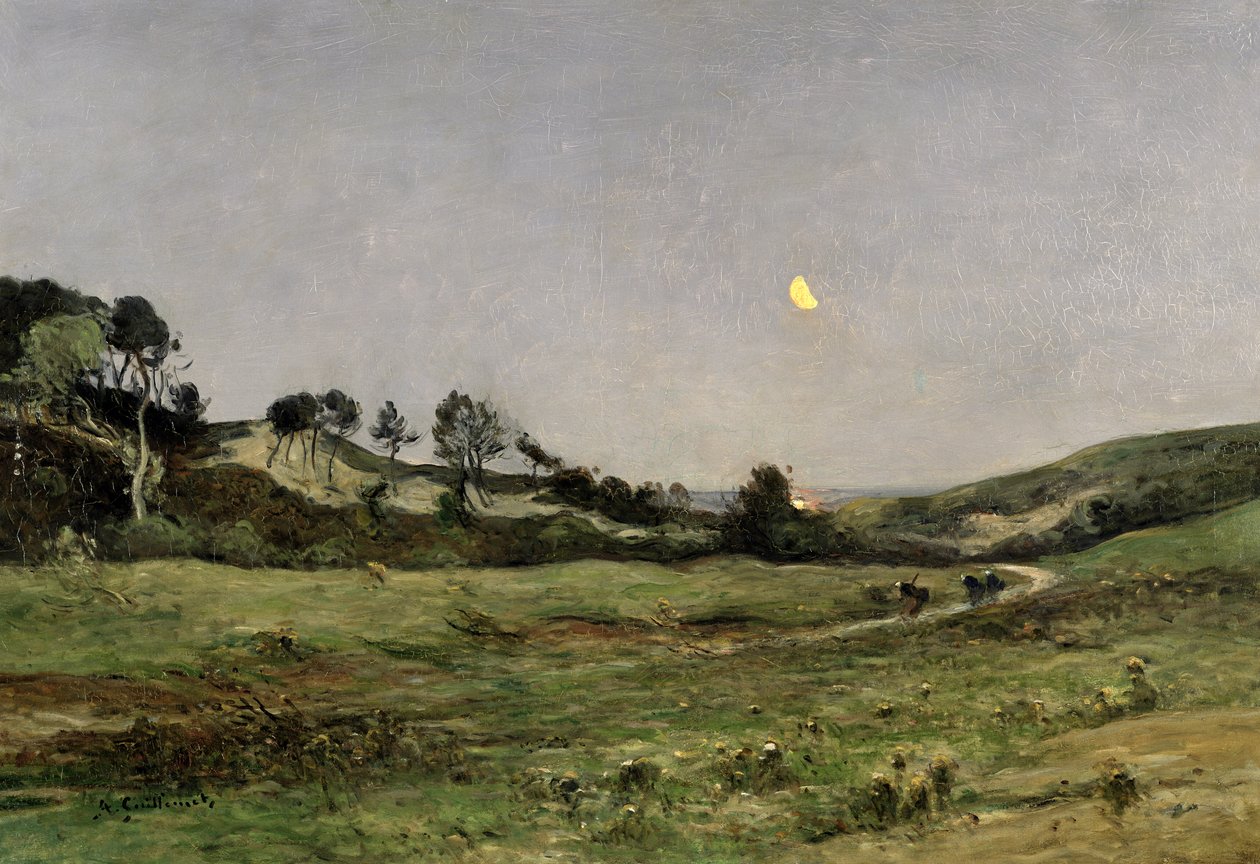 Avond over de duinen van Equihen door Jean Baptiste Antoine Guillemet