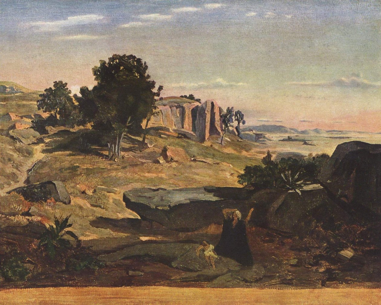 Hagar in de woestijn door Jean Baptiste Camille Corot
