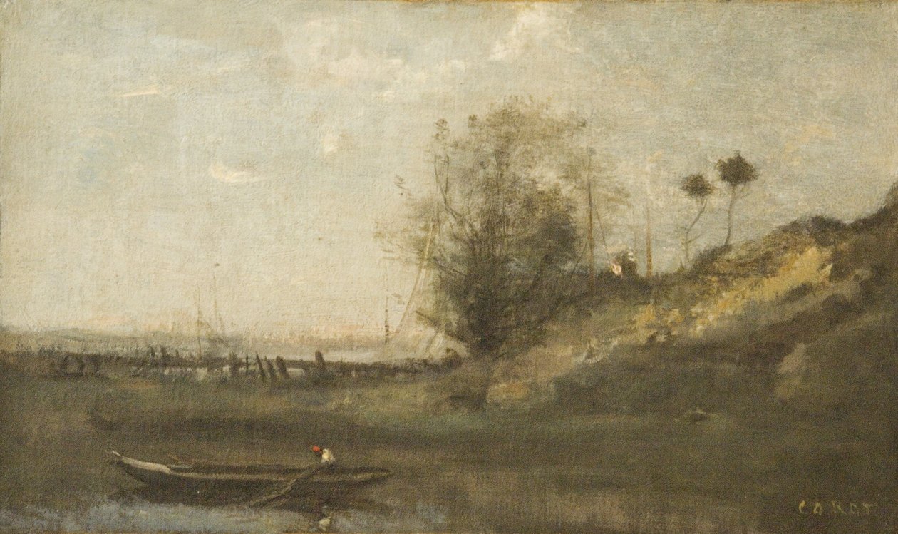 Normandische steiger door Jean Baptiste Camille Corot