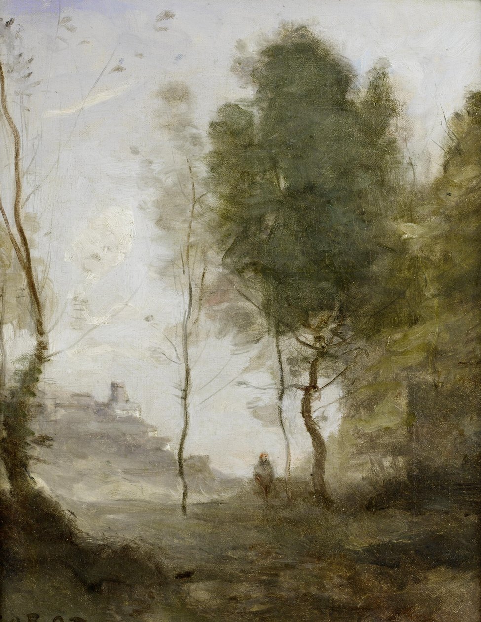 Studie van landschap - Herinnering aan Italië door Jean Baptiste Camille Corot