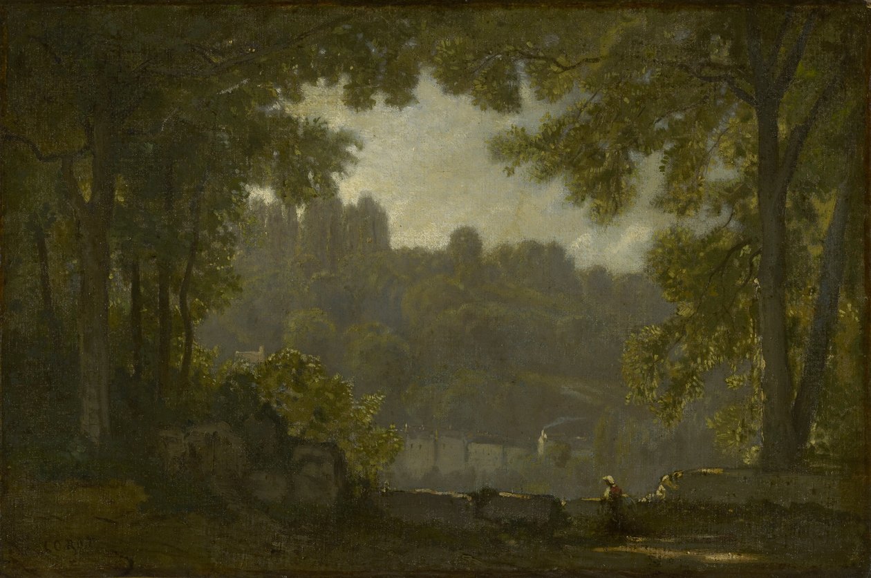 Boslandschap door Jean Baptiste Camille Corot