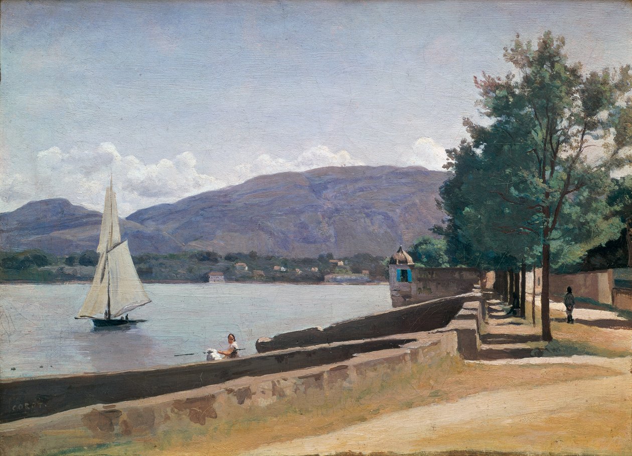 De Quai des Paquis, Genève, ca. 1842 door Jean Baptiste Camille Corot