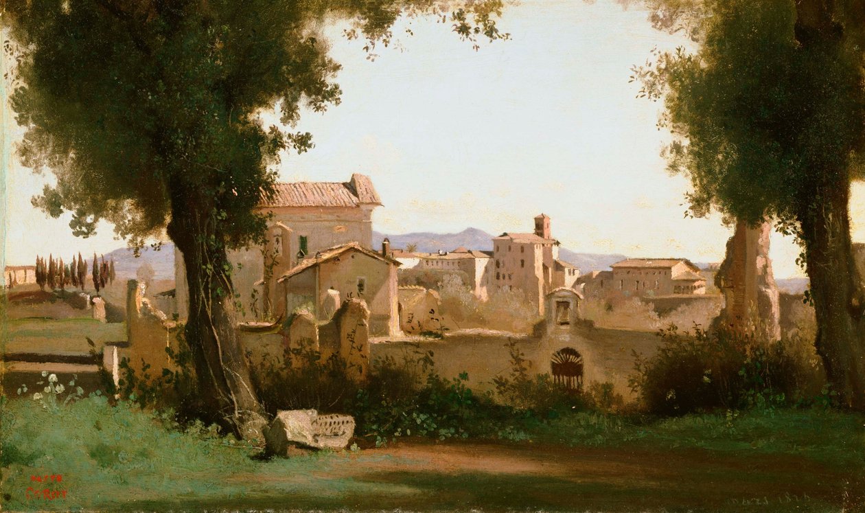 Uitzicht vanaf de Farnese-tuinen, Rome door Jean Baptiste Camille Corot