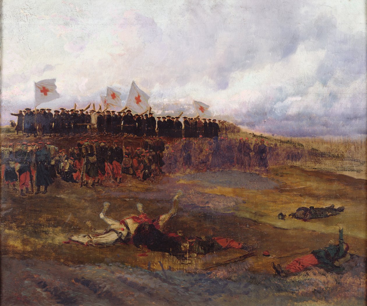 Brancarddragers op het slagveld tijdens het Beleg van Parijs door Jean Baptiste Edouard Detaille
