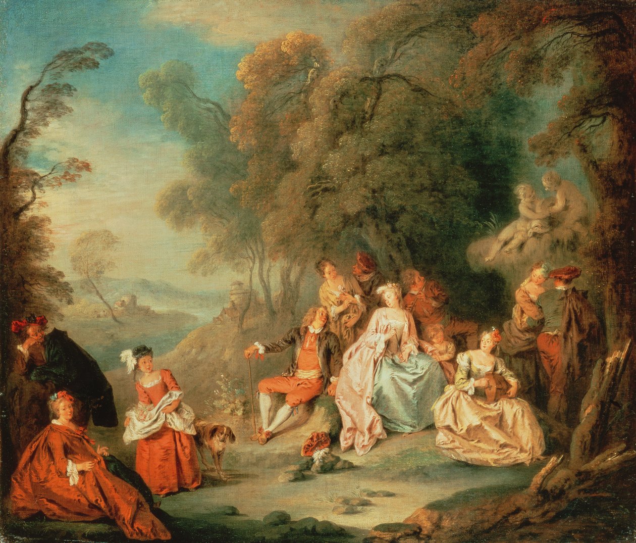 Elegante gezelschap in een park door Jean-Baptiste Joseph Pater