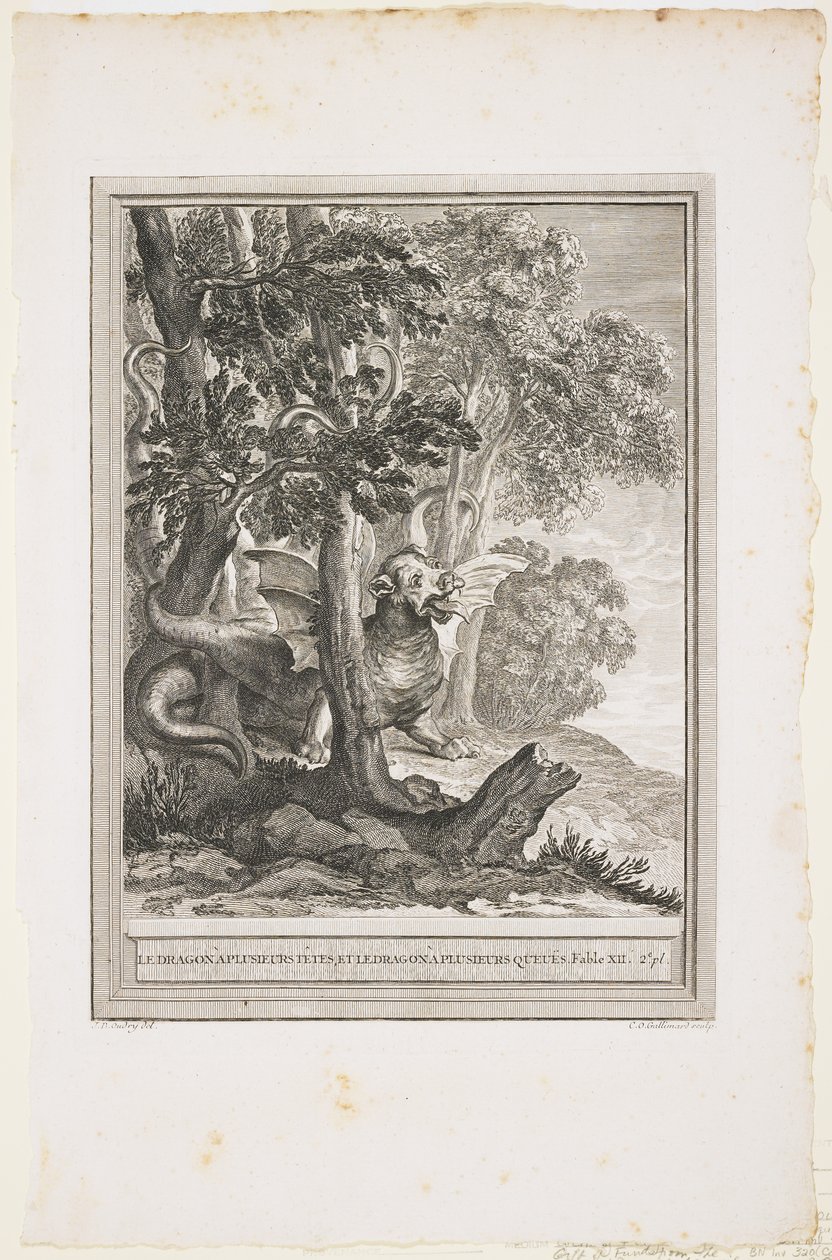 De Draak met Vele Staarten, Fabel XII, c. 1753-1755 door Jean Baptiste Oudry